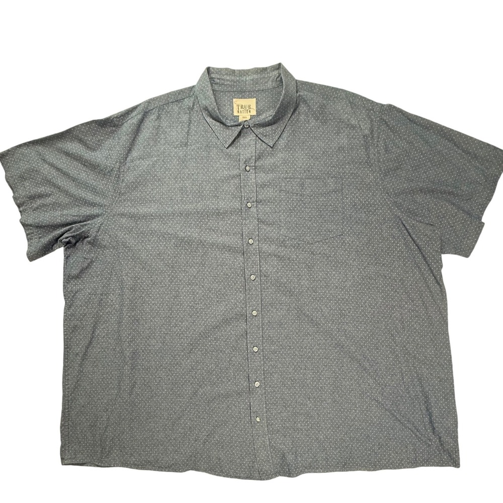 True Nation Mens 5XL Blue Micro Polka Dot Short Sleeve Button Down Shirt 202432